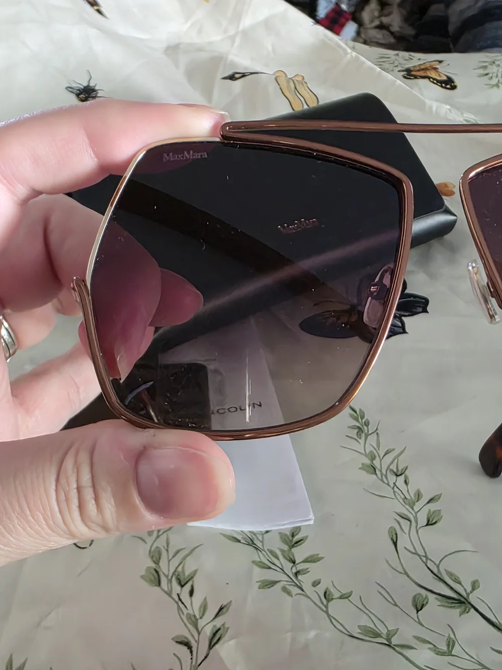 Max Mara Elsa MM0006 Rose Gold Geometric Sunglasses 64mm NWT